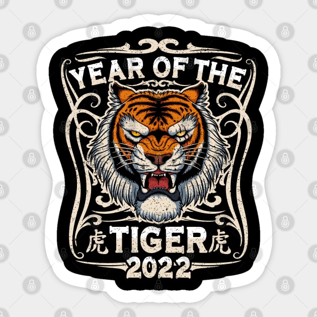 Vintage 2022 Year of the Tiger Chinese Zodiac Horoscope Sticker by RadStar